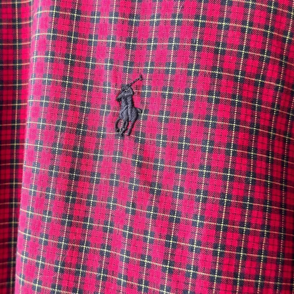 Polo Ralph Lauren Shirt Mens XXL Red Plaid Button Up Custom Fit Pony Logo Preppy